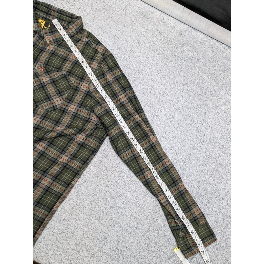 Browning Mens 3XL Green Plaid Flannel Shirt Long Sleeve Outdoor Button Up ~58" - Picture 12 of 16